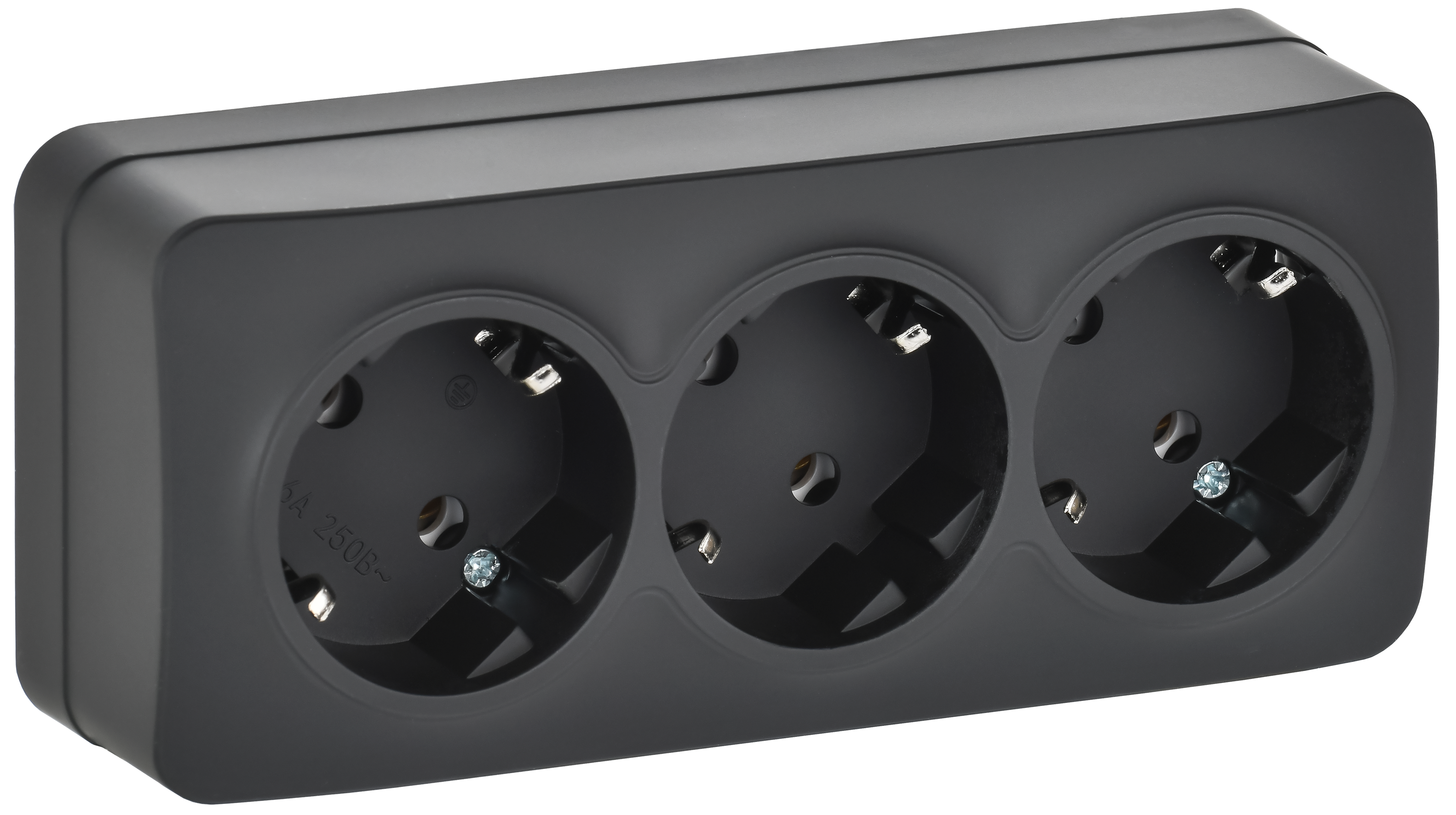 GLORY Розетка 3-местная для открытой установки с заземлением без