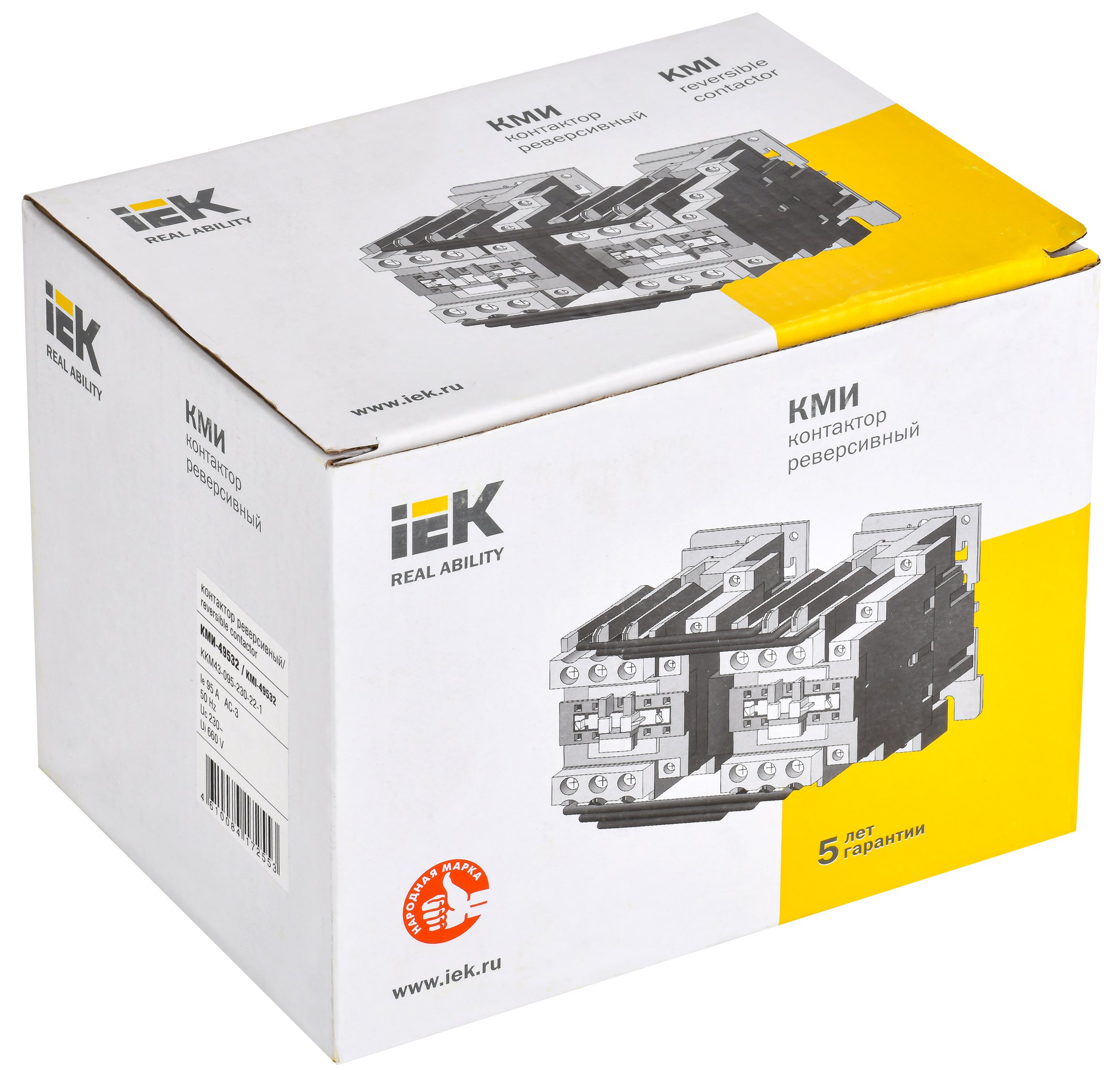 Контактор КМИ-49532 реверс 95А 230В/АС3 2NO;2NC IEK (KKM43-095-230